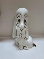 Vintage grote sad droopy hond wit keramiek goudkleurig, Antiek en Kunst, Ophalen of Verzenden