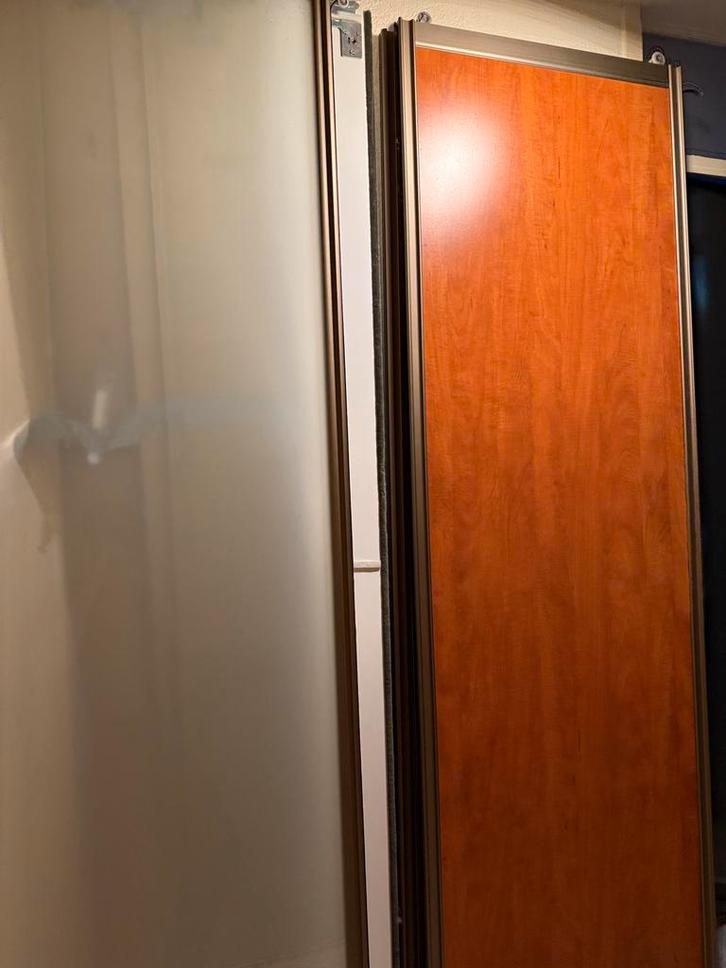 Vier deuren: melkglas en hout (73x230cm), Doe-het-zelf en Verbouw, Deuren en Horren, Gebruikt, Binnendeur, 215 cm of meer, Minder dan 80 cm