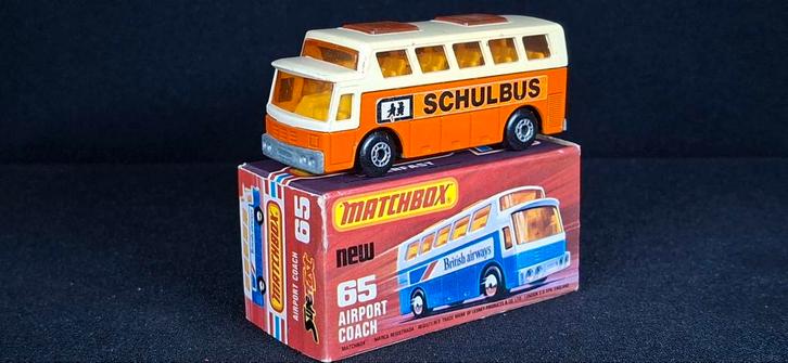 Matchbox Superfast #65 Airport Coach - Schulbus  BIEDEN, Hobby en Vrije tijd, Modelauto's | Overige schalen, Gebruikt, Auto, Ophalen of Verzenden