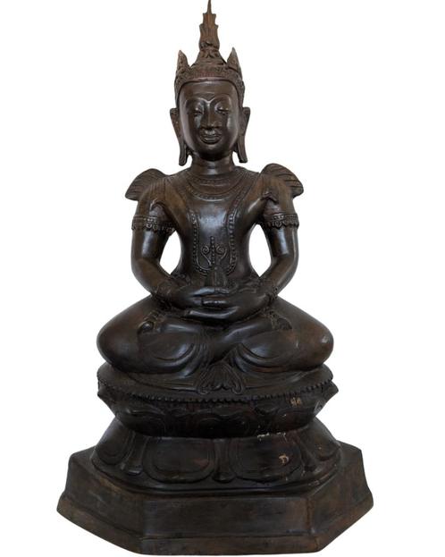 Antiek Noord-Thais Bronzen Boeddhabeeld – Chiang Saen/Lanna, Huis en Inrichting, Woonaccessoires | Boeddhabeelden, Gebruikt, Ophalen of Verzenden