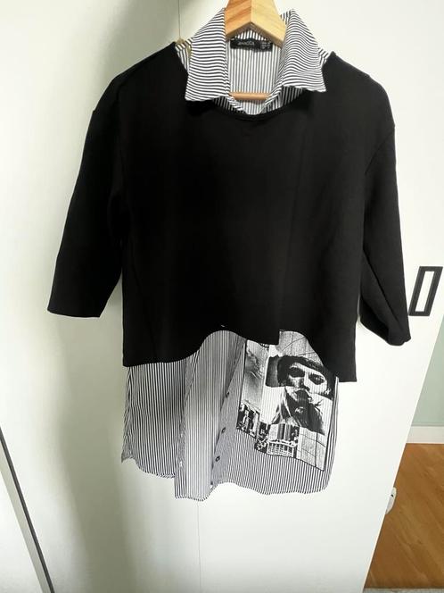 Dames 2in1 gestreepte jurk, Kleding | Dames, Jurken, Zo goed als nieuw, Maat 36 (S), Zwart, Knielengte, Ophalen of Verzenden