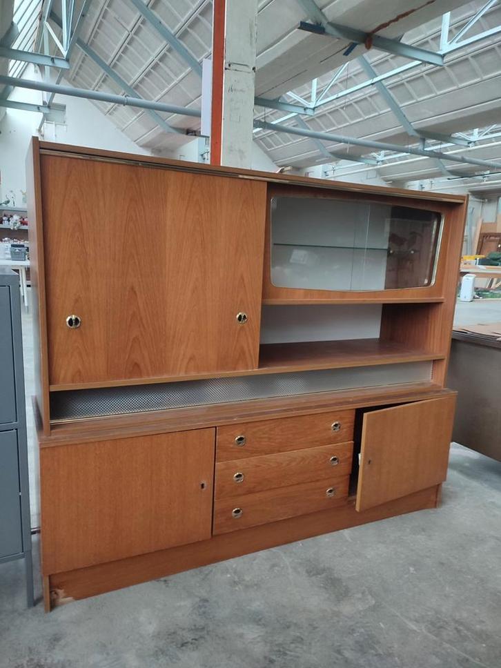 Vintage sixties Deens design vitrinekast, Huis en Inrichting, Kasten | Buffetkasten, Zo goed als nieuw, 25 tot 50 cm, Ophalen