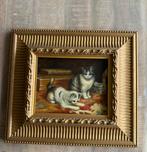 Vintage katten schilderij - olieverf op paneel (19x24 cm), Ophalen of Verzenden