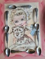 Zes biedermeier theelepeltjes, verzilverde lepeltjes, Ophalen of Verzenden