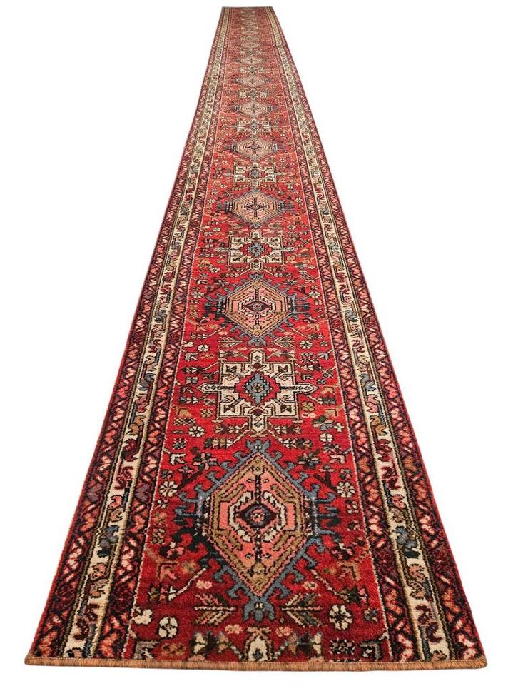 Vintage Perzisch wol Karaja vloerkleed loper runner 68x758cm, Huis en Inrichting, Stoffering | Tapijten en Kleden, Gebruikt, 50 tot 100 cm