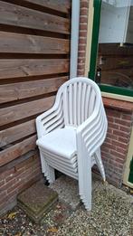 Stapelbare witte plastic tuinstoelen 6 stuks, Tuin en Terras, Ophalen, Gebruikt, Kunststof, Stapelbaar
