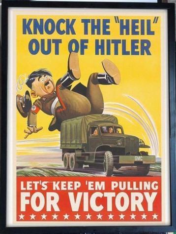 [Poster in Frame] anti nazi hitler Spotprent Propaganda beschikbaar voor biedingen