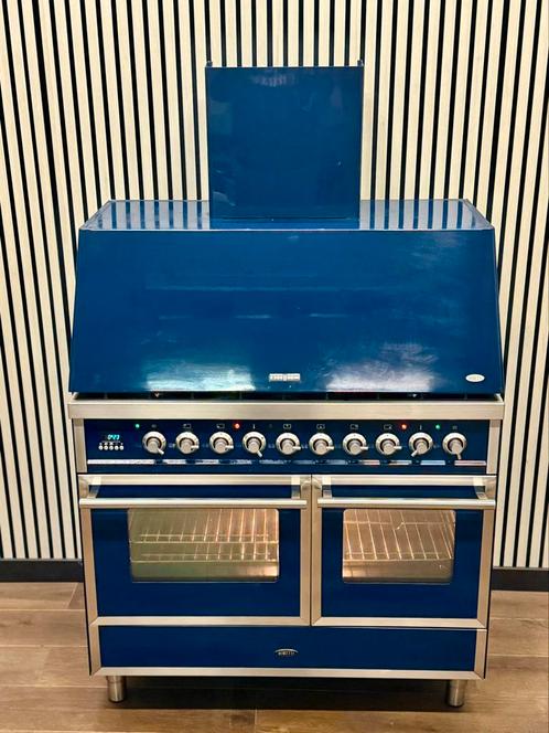 Luxe Boretti Fornuis 6 pits dubbele oven & Afzuigkap 100 cm, Witgoed en Apparatuur, Fornuizen, Zo goed als nieuw, Vrijstaand, Gas