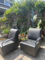 Leren draaistoelen set., Huis en Inrichting, Fauteuils, Ophalen, Zo goed als nieuw, Metaal, 50 tot 75 cm
