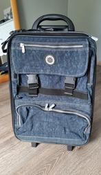Rolkoffer Worldwide travel donkerblauw stof, Ophalen, Uitschuifbare handgreep, 50 tot 60 cm, Zo goed als nieuw