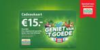 Gevraagd postcodeloterij Vega kaart geniet van het goede AH, Tickets en Kaartjes, Eén persoon, Cadeaubon