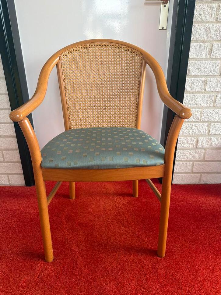 Houten stoel met rieten rugleuning, Huis en Inrichting, Stoelen, Gebruikt, Eén, Hout, Bruin, Ophalen