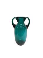 Vintage groen glazen vaas, Ophalen, Gebruikt, 50 tot 75 cm, Glas