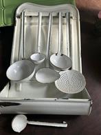 Antiek Emaille Lepelrek met Lekbak & Juslepel, Ophalen of Verzenden