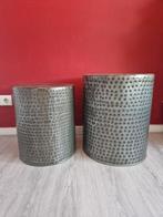 Bijzettafel set van 2 metalen tafels industrieel, Ophalen, Minder dan 45 cm, Minder dan 55 cm, Metaal of Aluminium