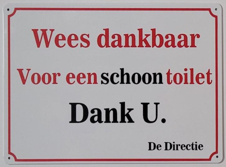 Wees dankbaar voor een schoon toilet wc metalen reclamebord, Huis en Inrichting, Woonaccessoires | Tekstborden en Spreuken, Nieuw