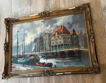 Amsterdamse grachten gesigneerd J Van Dijk  beschikbaar voor biedingen
