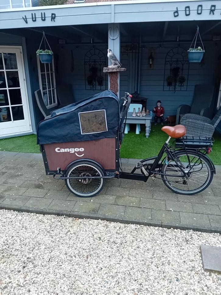 Cangoo Bakfiets Elektrisch - 200W Motor met huif, Fietsen en Brommers, Fietsen | Bakfietsen, Gebruikt, Overige merken, 2 kinderen