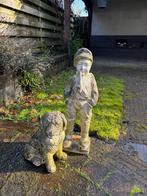 Tuin beelden man en hond, Tuin en Terras, Tuinbeelden, Ophalen, Zo goed als nieuw, Kunststof