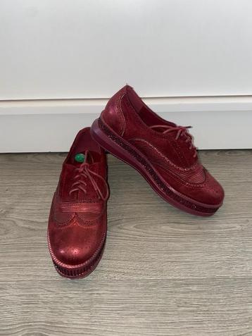 Dames bordeaux vintage veterschoenen loafers gympen mt 37  beschikbaar voor biedingen