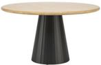 Nieuwe Ronde tafel 140 cm. massief eikenhout,  metalen poot, Huis en Inrichting, Ophalen, Rond, Nieuw, Vijf personen of meer