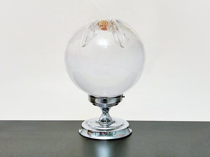 tafellamp space age jaren 70, Huis en Inrichting, Lampen | Tafellampen, Gebruikt, Minder dan 50 cm, Glas, Metaal, Verzenden