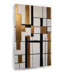 Abstract goud en zwart canvas 40x60cm - 18mm., Huis en Inrichting, Woonaccessoires | Schilderijen, Tekeningen en Foto's, Minder dan 50 cm