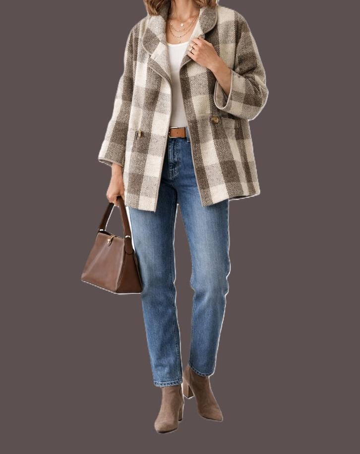 Ravens wollen jas met sjaal maat 36/38, Kleding | Dames, Jassen | Winter, Zo goed als nieuw, Maat 36 (S), Beige, Ophalen of Verzenden