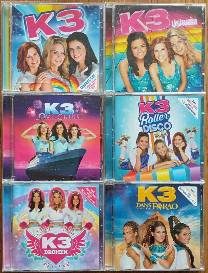 6 CDs K3: o.a. Ushuaia, Dromen, Dans vd Farao (2015-2020), Cd's en Dvd's, Cd's | Kinderen en Jeugd, Zo goed als nieuw, Muziek