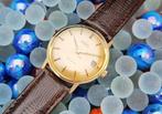 Omega 18 kt rosé Geneve Auto Date 1968 Vintage, Ophalen, Leer, Polshorloge, Omega