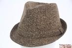 Gleufhoed Trilby Hawkins tweed-stijl bruin beige 57, 58, 59, Kleding | Heren, Hoeden en Petten, Nieuw, Hawkins, Ophalen of Verzenden