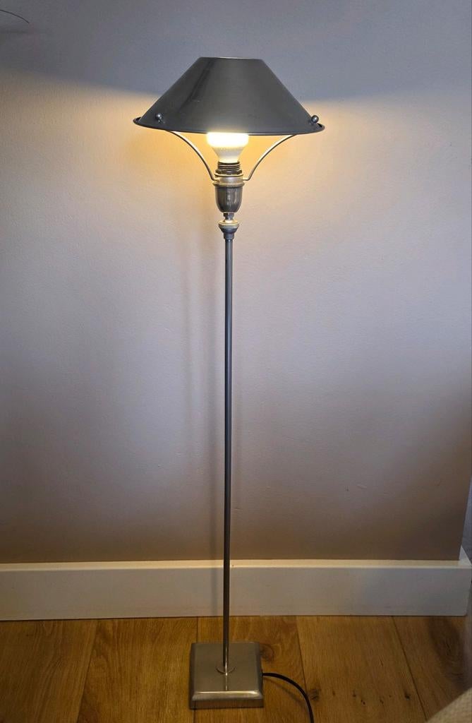 Zilverkleurige Art Deco vloerlamp van Riviera Maison, Gebruikt, Ophalen of Verzenden, Metaal, Art Deco