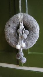 Deur krans schapenwol, gevilte wol, Blauwe Texelaar, Huis en Inrichting, Woonaccessoires | Kransen, Verzenden, Nieuw