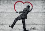 Banksy fotobehang Gentleman in Love - Vlies behang 416 x 254, Verzenden, 10 tot 25 m², Street art, banksy