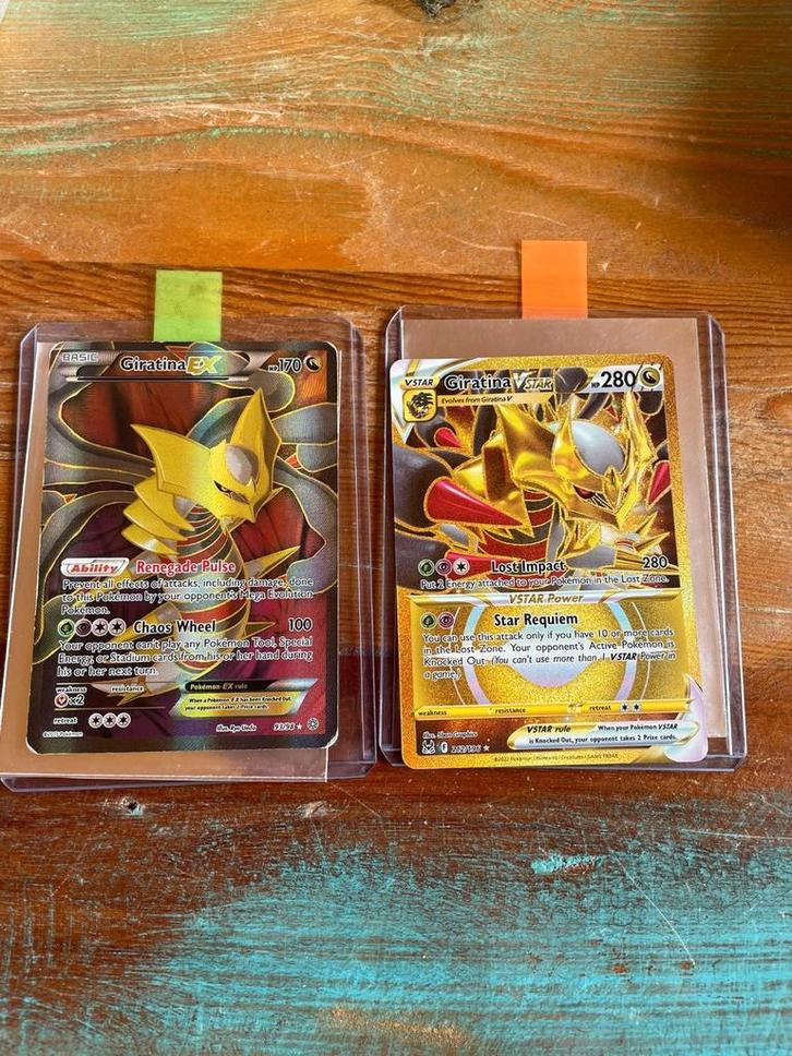 Giratina EX en Giratina Vstar, Hobby en Vrije tijd, Verzamelkaartspellen | Pokémon, Zo goed als nieuw, Losse kaart, Ophalen of Verzenden