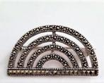 Prachtige zilveren Art Deco design broche met markasieten, Sieraden, Tassen en Uiterlijk, Broches, Ophalen, Zo goed als nieuw