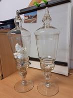 Franse brocante glazen Vaas 2 stuks, Ophalen, Gebruikt, Overige kleuren, Glas