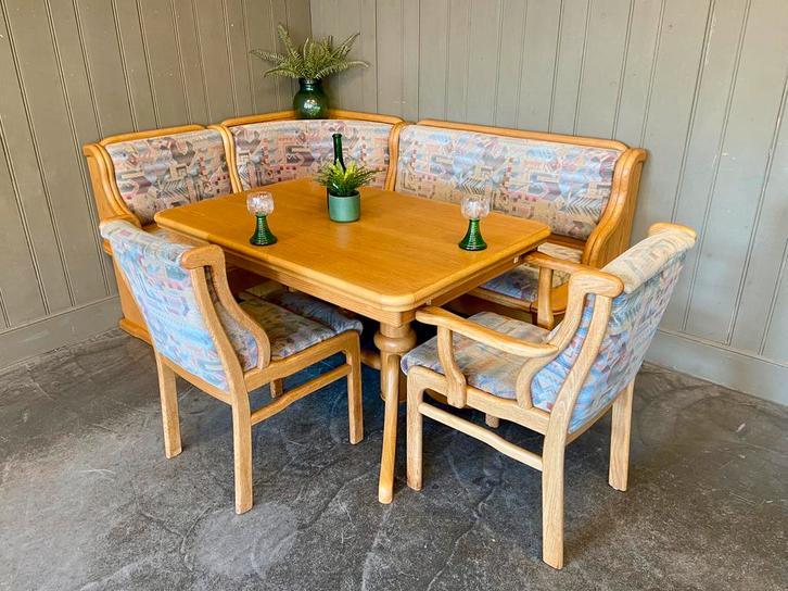 Eikenhouten Echte Duitse eethoek Oostenrijkse zithoek hoek, Huis en Inrichting, Complete eetkamers, Zo goed als nieuw, Ophalen