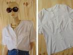 Vintage chique witte blouse korte mouwen maat 40 | 370, Maat 38/40 (M), Vintage, Wit, Zo goed als nieuw