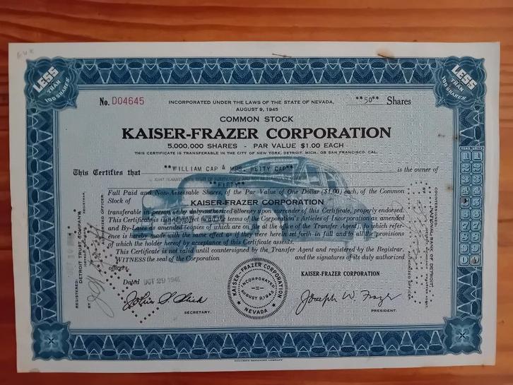 Kaiser-Frazer - Kaiser Motors - 1945, Verzamelen, Automerken, Motoren en Formule 1, Auto's, Ophalen of Verzenden