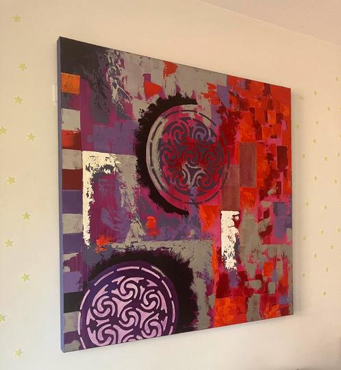 Groot Abstract Schilderij Cobra Art 120x120cm Gecertificeerd, Antiek en Kunst, Kunst | Schilderijen | Abstract, Ophalen