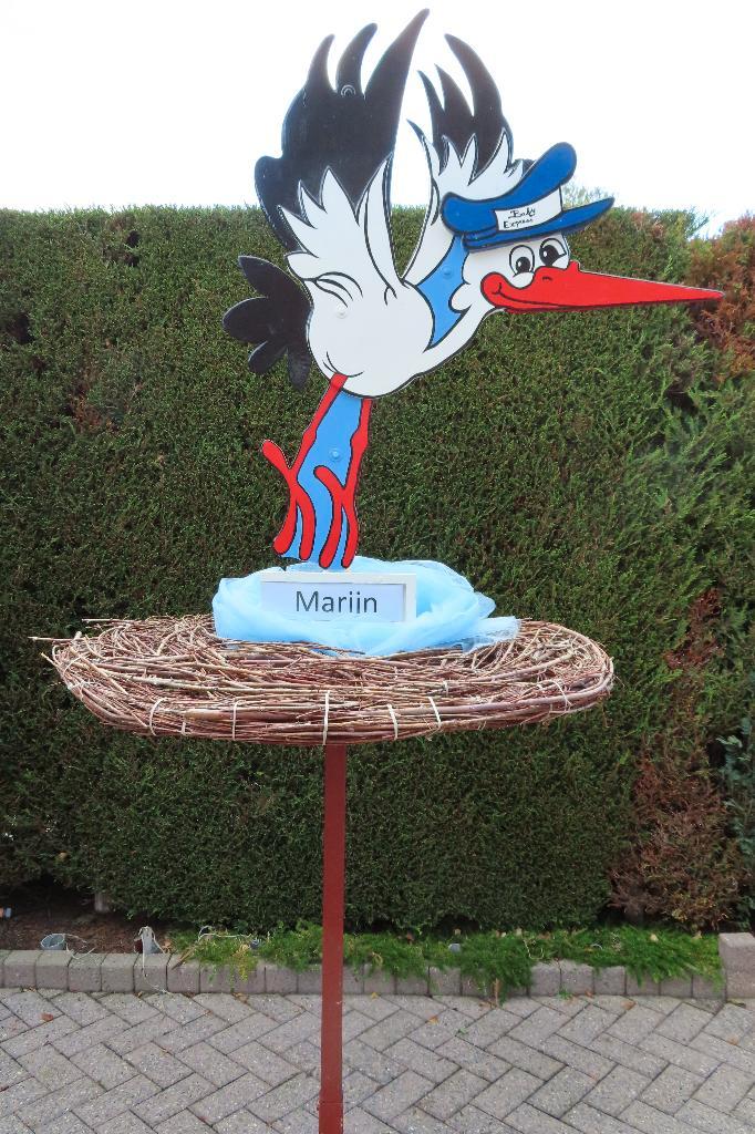 Geboorteborden / Ooievaar baby Express op echt nest van takk, Kinderen en Baby's, Kraamcadeaus en Geboorteborden, Nieuw, Geboortebord