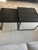 Salon tafel (set van 2) van Mangohout met stalen poot!, Huis en Inrichting, Tafels | Bijzettafels, Vierkant, 55 tot 75 cm, Zo goed als nieuw