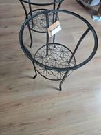 2 zwarte Glazen nachtkastjes bijzettafeltje, Ophalen, Minder dan 45 cm, Minder dan 55 cm, Rond