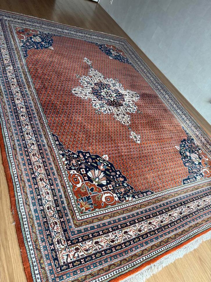 XXL Perzisch tapijt, roestbruin/blauw, 380x246cm, Huis en Inrichting, Stoffering | Tapijten en Kleden, Zo goed als nieuw, 200 cm of meer