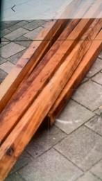 10 stuks rood masief hout 4 meter lang, Tuin en Terras, Palen, Balken en Planken, Ophalen of Verzenden, Zo goed als nieuw, Minder dan 180 cm