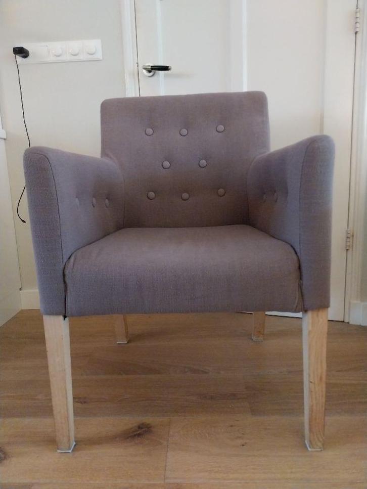 4 (eettafel) fauteuils, ophalen in Hengelo, Huis en Inrichting, Fauteuils, Gebruikt, Hout, Stof, 50 tot 75 cm, 75 tot 100 cm, Ophalen of Verzenden