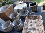 Brocante manden van rotan riet en zeegras, Tuin en Terras, Bloembakken en Plantenbakken, Ophalen, Gebruikt, Rond, Minder dan 30 cm