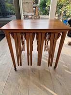 Scandinavian Vintage bijzettafels., Huis en Inrichting, Tafels | Bijzettafels, Minder dan 55 cm, Gebruikt, Rond, Hout
