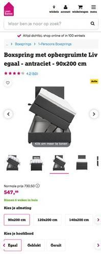 Boxspring met opbergruimte Liv Egaal Antraciet, Huis en Inrichting, Slaapkamer | Boxsprings, Gebruikt, 90 cm, 200 cm, Eenpersoons